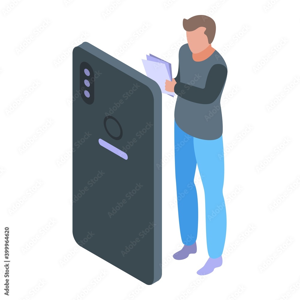 Poster smartphone learning class icon. isometric of smartphone learning class vector icon for web design is