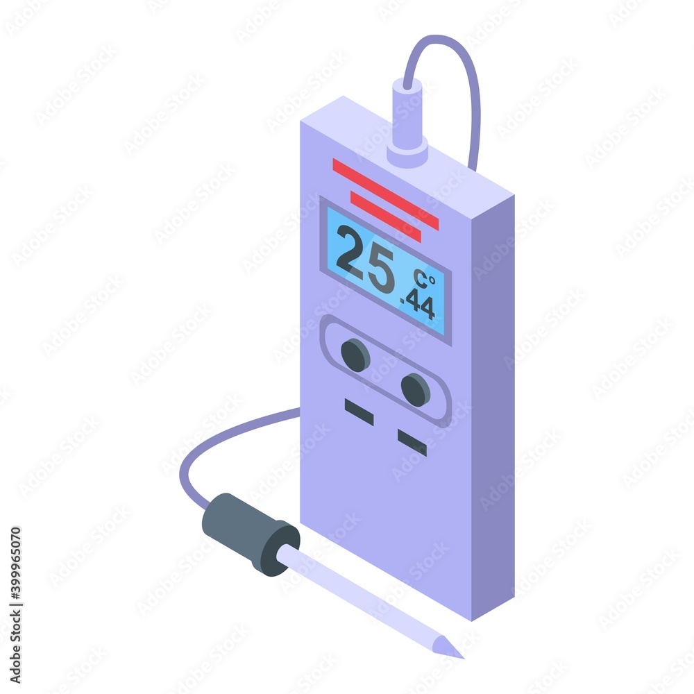 Poster portable digital thermometer icon. isometric of portable digital thermometer vector icon for web des