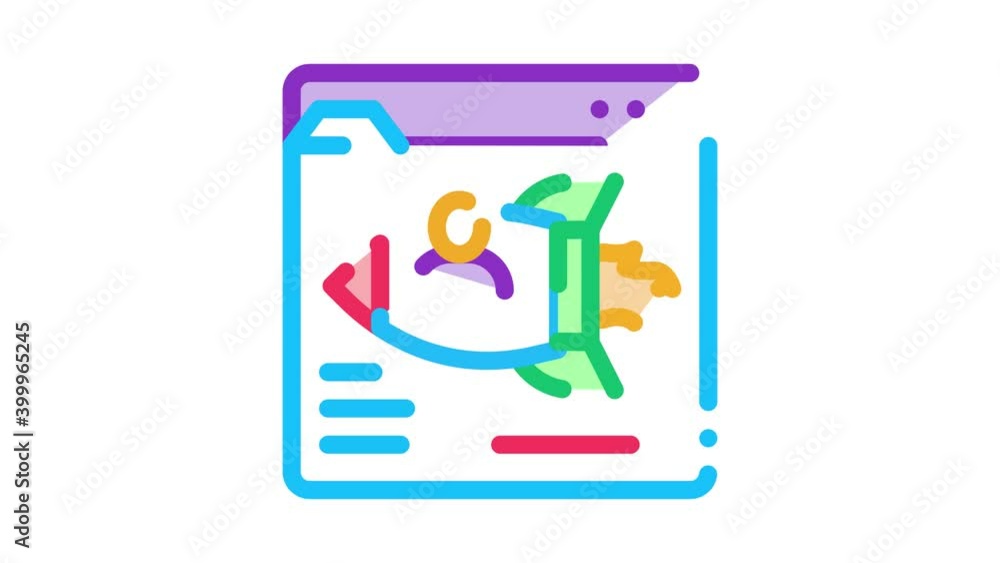 Poster web site find fast job icon animation. color web site find fast job animated icon on white backgroun
