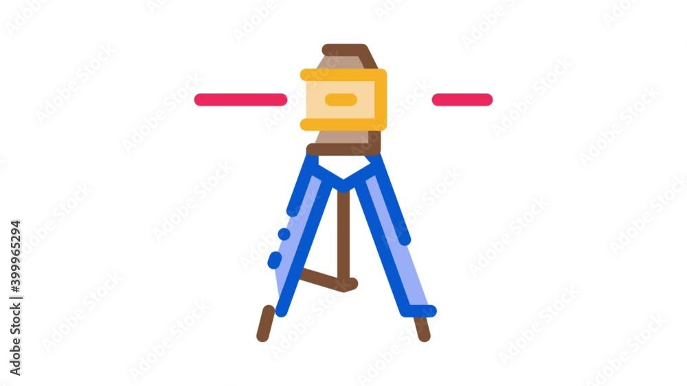 Poster laser level tool icon animation. color laser level tool animated icon on white background