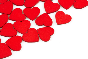 red wooden hearts isolated on white background