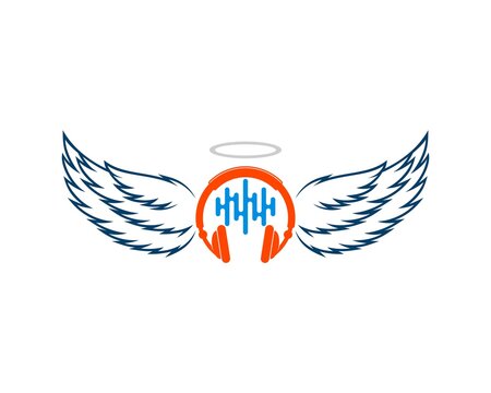 Music head phone with wings angel