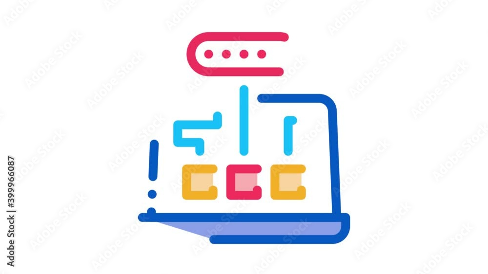 Aufkleber computer program mistake research icon animation. color computer program mistake research animated i