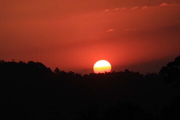 this photo is a photo of silhouettes of trees and beautiful sunsets.
