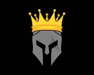 Spartan helmet with crown king logo