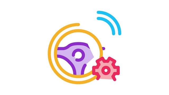 network car drive Icon Animation. color network car drive animated icon on white background