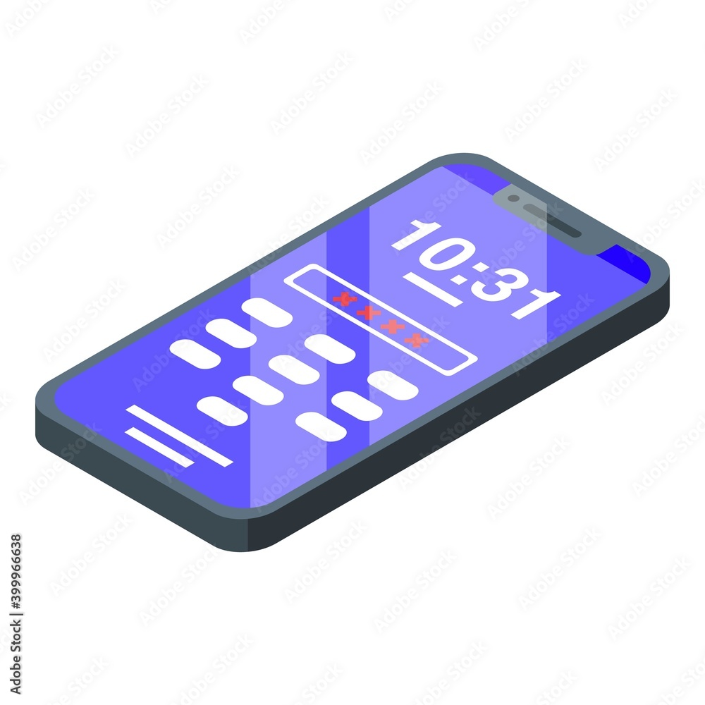 Poster phone password icon. isometric of phone password vector icon for web design isolated on white backgr