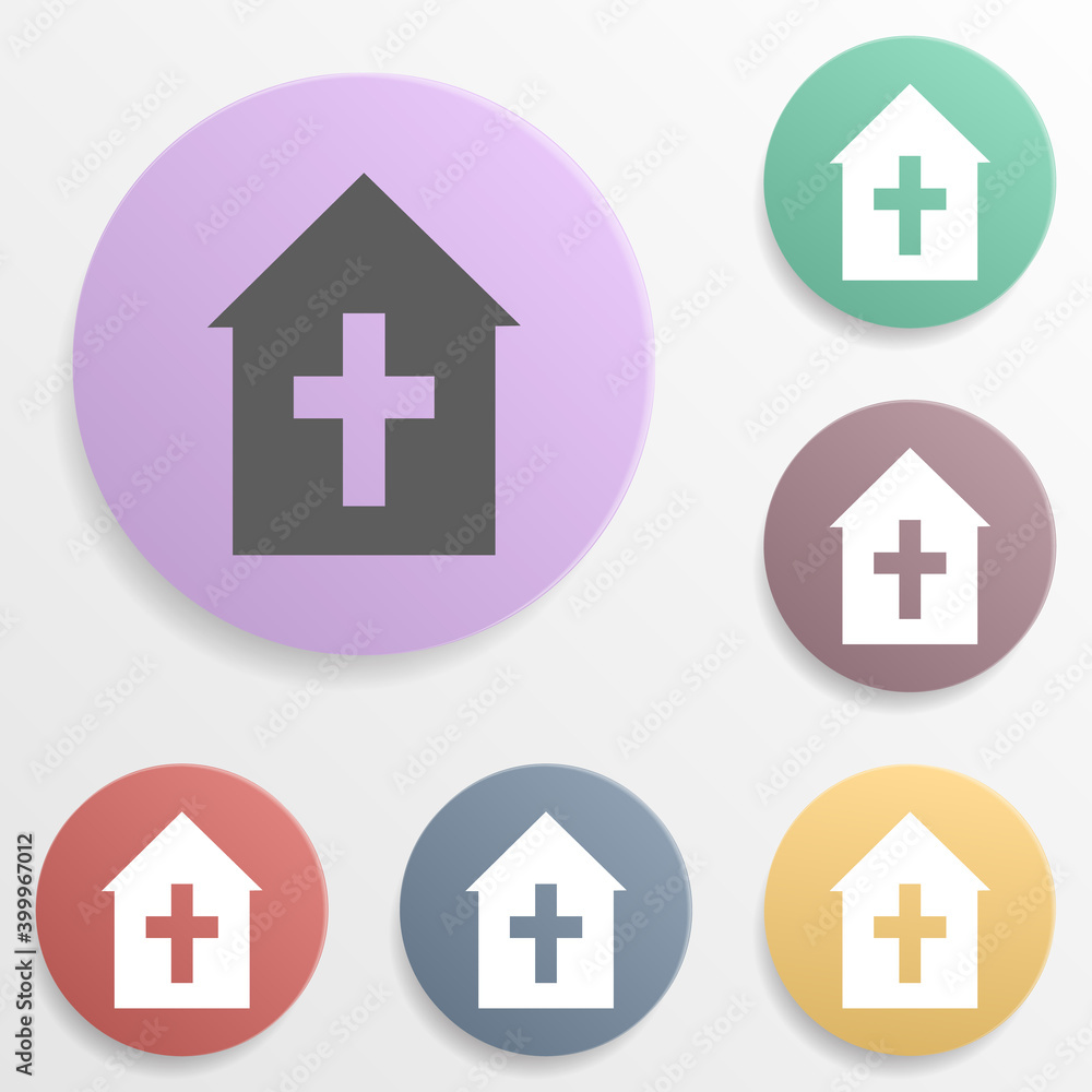 Poster place of the church badge color set icon. simple glyph, flat vector of map icons for ui and ux, webs