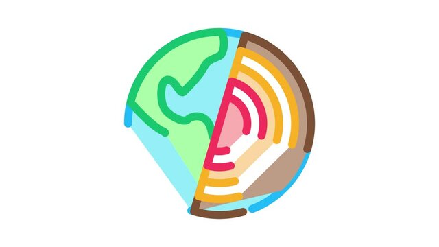 planet subsoil Icon Animation. color planet subsoil animated icon on white background