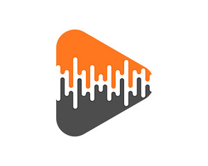 Media play button with sound wave inside