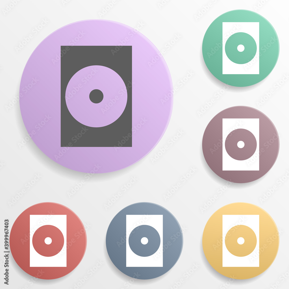 Poster place of sale of compact discs badge color set icon. simple glyph, flat vector of map icons for ui a