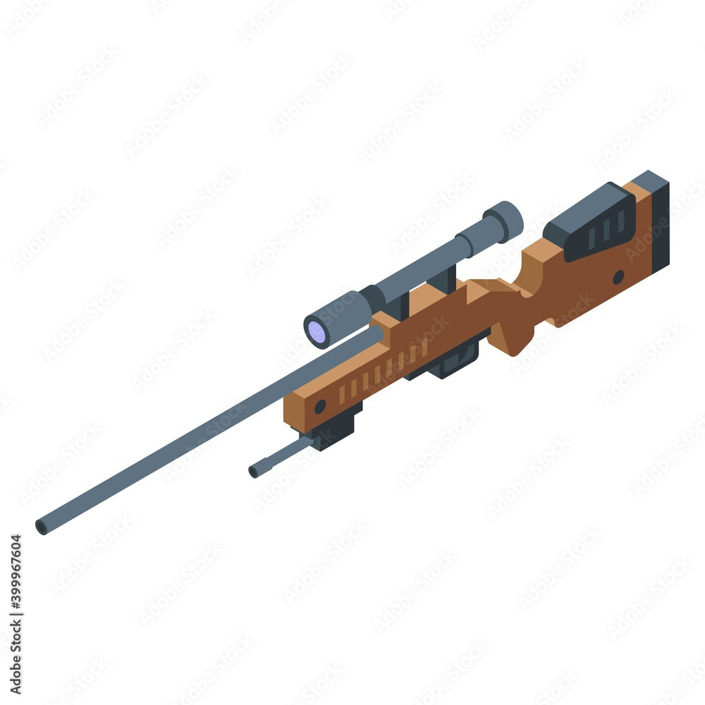 Poster sniper weapon icon. isometric of sniper weapon vector icon for web design isolated on white backgrou