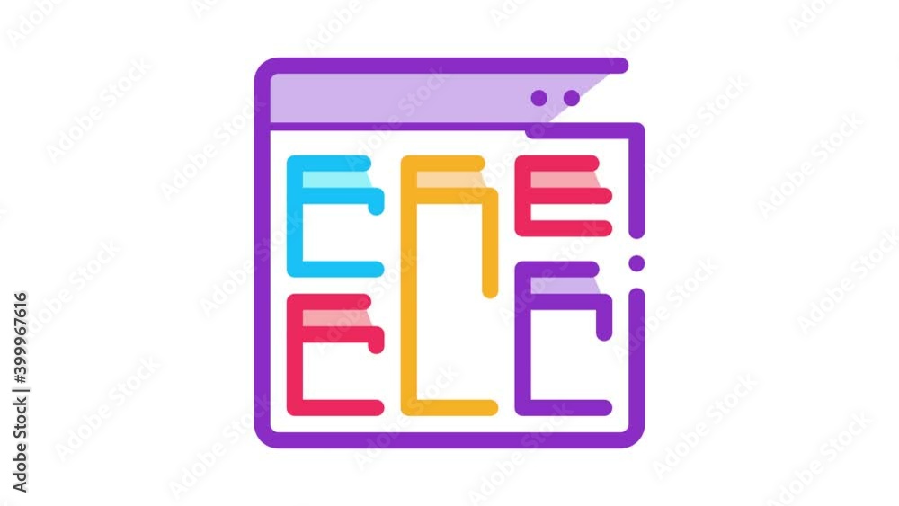 Poster web site layout icon animation. color web site layout animated icon on white background