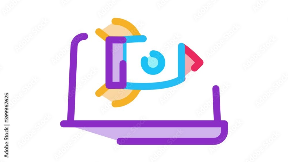 Poster fast working web site rocket laptop screen icon animation. color fast working web site rocket laptop