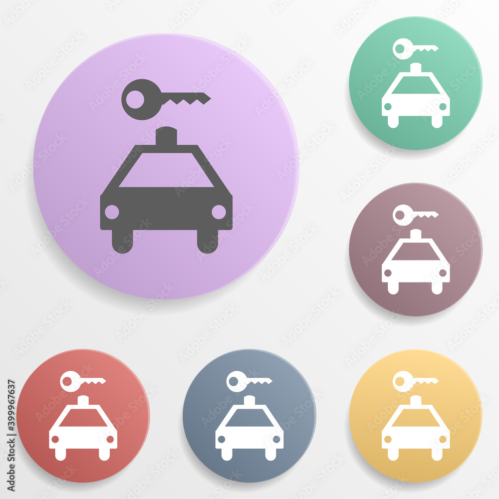 Aufkleber car rental location badge color set icon. simple glyph, flat vector of map icons for ui and ux, webs