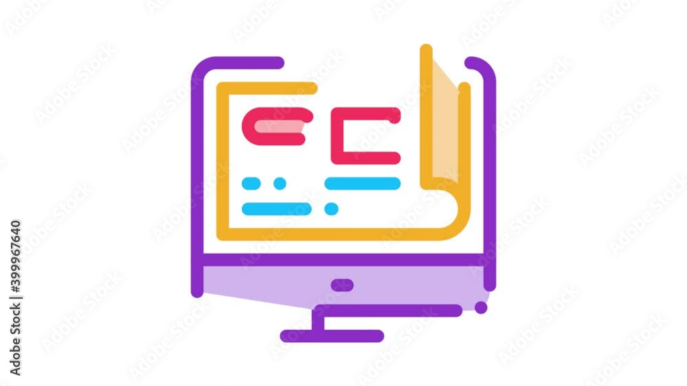 Poster web site project icon animation. color web site project animated icon on white background