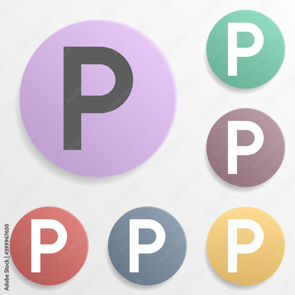 Poster parking place badge color set icon. simple glyph, flat vector of map icons for ui and ux, website or