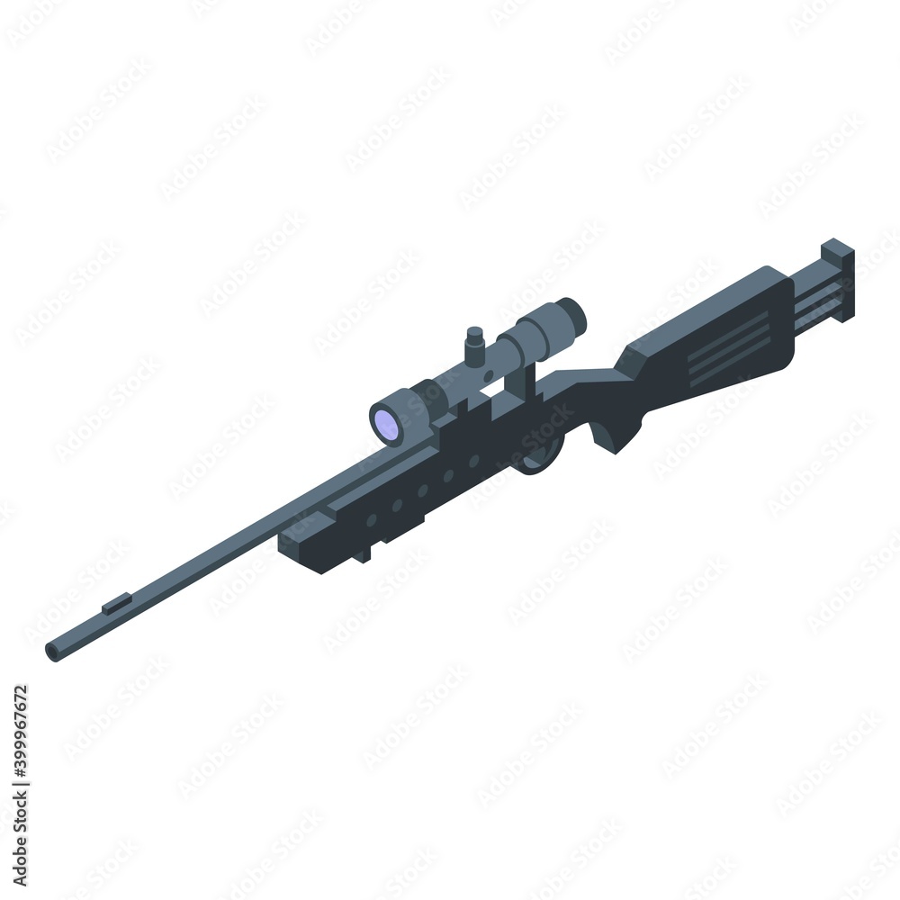 Poster automatic rifle icon. isometric of automatic rifle vector icon for web design isolated on white back
