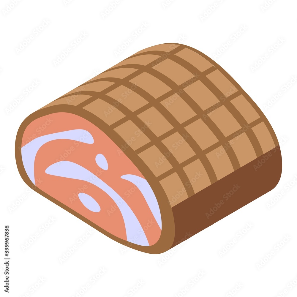 Poster bacon meat icon. isometric of bacon meat vector icon for web design isolated on white background