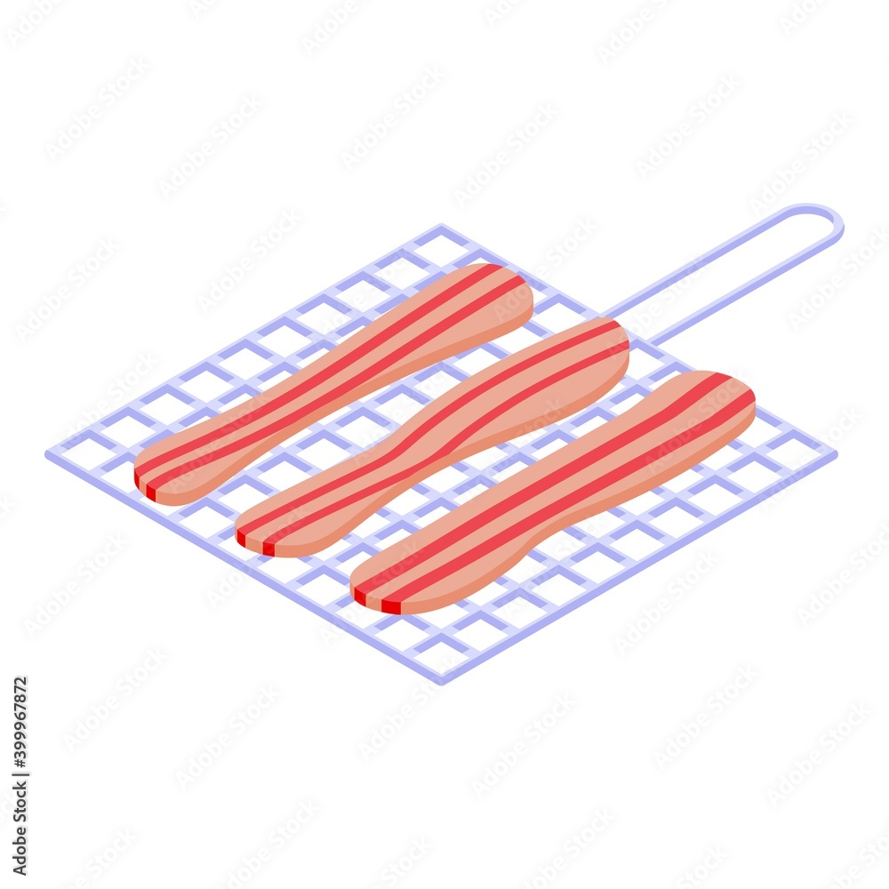Aufkleber grilled bacon icon. isometric of grilled bacon vector icon for web design isolated on white backgrou