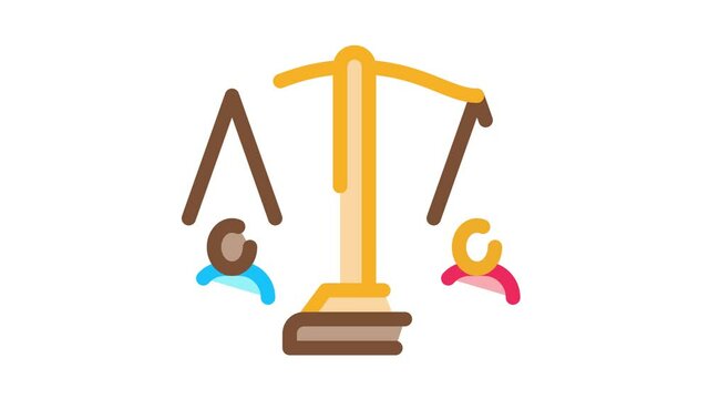 huma rights balance on scales Icon Animation. color huma rights balance on scales animated icon on white background