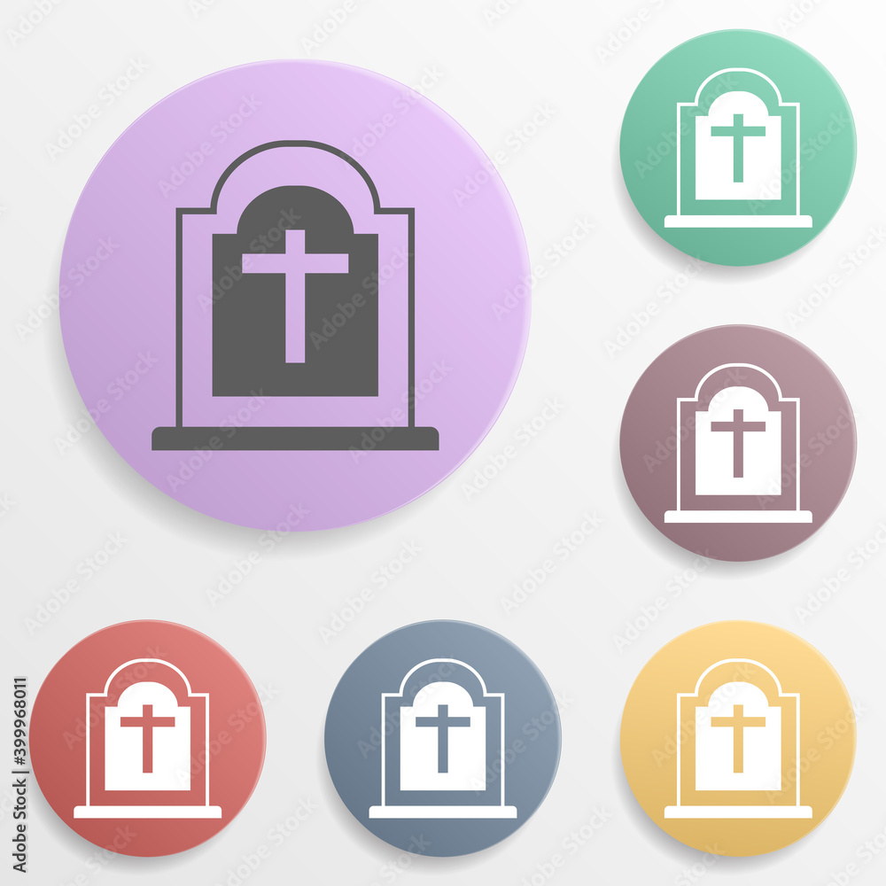 Poster place cemetery badge color set icon. simple glyph, flat vector of map icons for ui and ux, website o