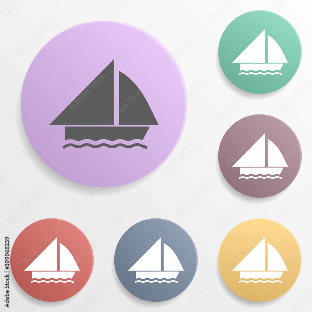 Poster a place for sailboats sailing badge color set icon. simple glyph, flat vector of map icons for ui an