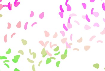 Light Pink, Green vector pattern with chaotic shapes.