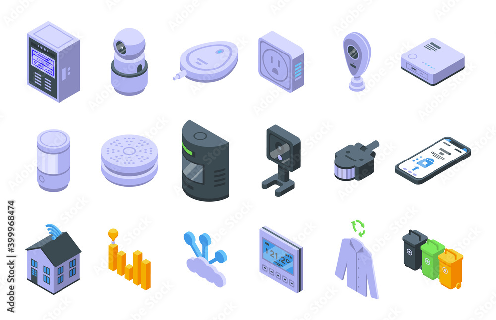 Aufkleber smart consumption icons set. isometric set of smart consumption vector icons for web design isolated