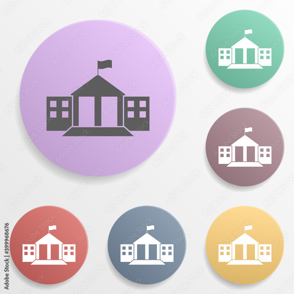 Poster place of school badge color set icon. simple glyph, flat vector of map icons for ui and ux, website 