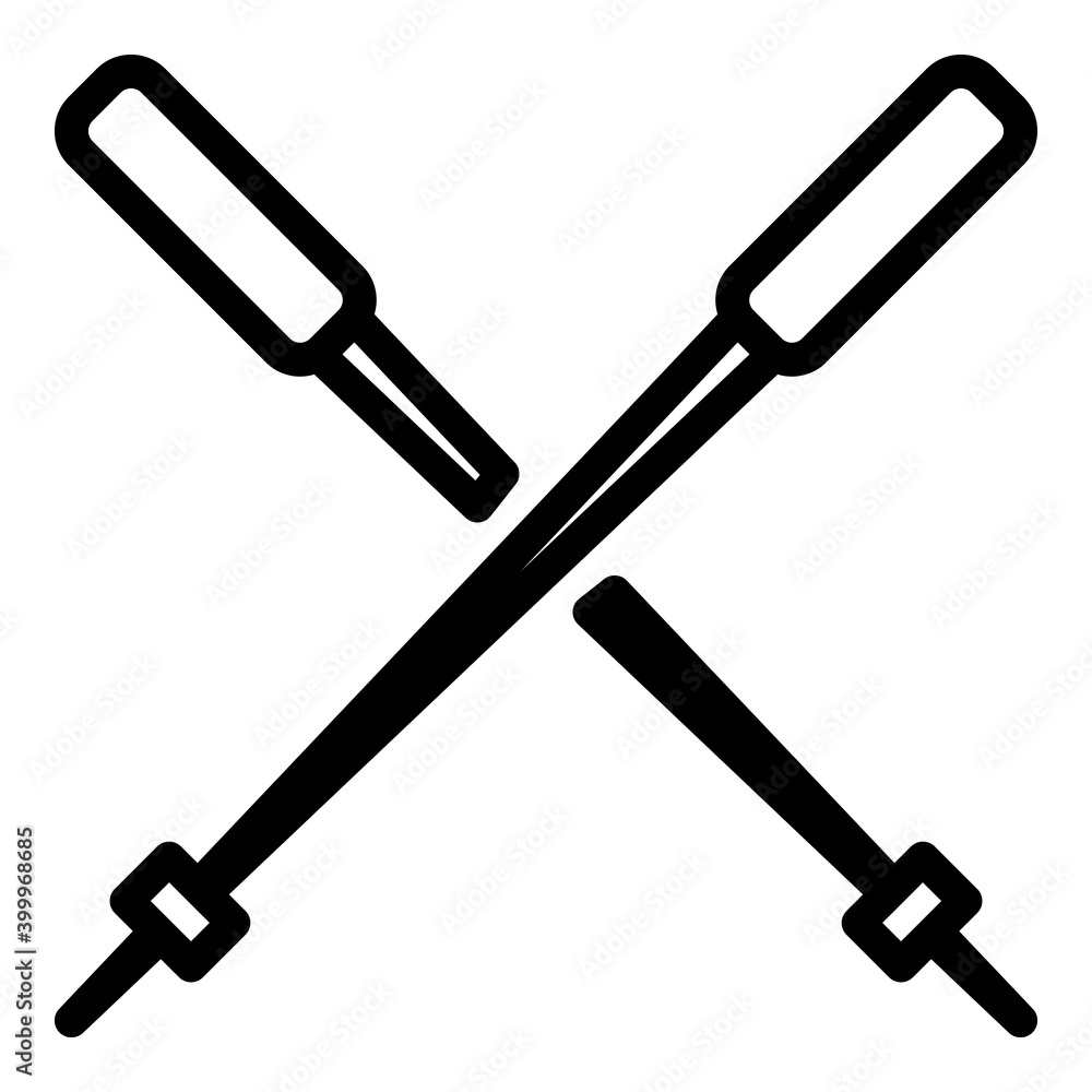 Poster nordic walking sticks icon. outline nordic walking sticks vector icon for web design isolated on whi
