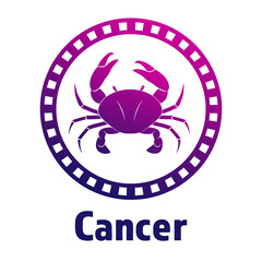 Colorful Cancer vector icon. Illustration of an astrology sign. Zodiac astrology sign depicting crab arthropod animal. crustaceans flat design character.