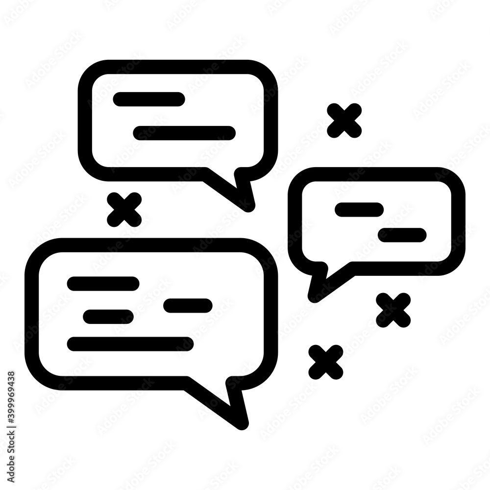 Poster chat bubble discussion icon. outline chat bubble discussion vector icon for web design isolated on w