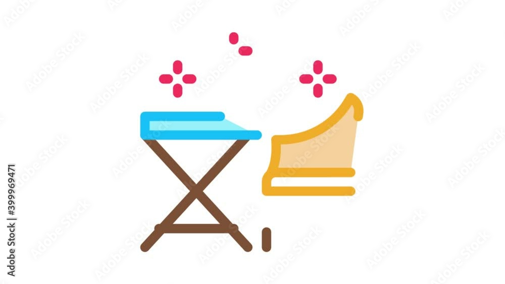 Poster table and chair Icon Animation. color table and chair animated icon on white background