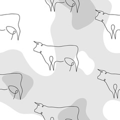 Year of the bull.One line bull design silhouette seamless pattern backgrounds. Wrapping paper template. Polygonal design illustration.