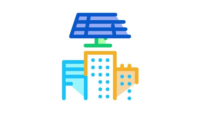 smart city solar energy Icon Animation. color smart city solar energy animated icon on white background