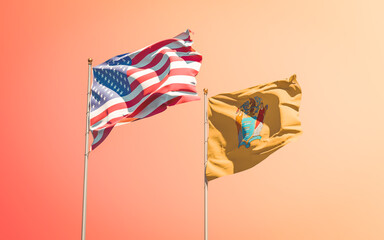 New Jersey US State Flags at gradient background