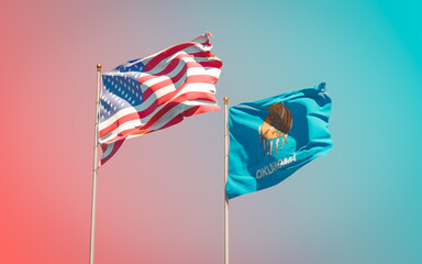 Oklahoma US State Flags at gradient background