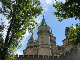 Castle with towers in Bojnice, central Slovakia in Europe