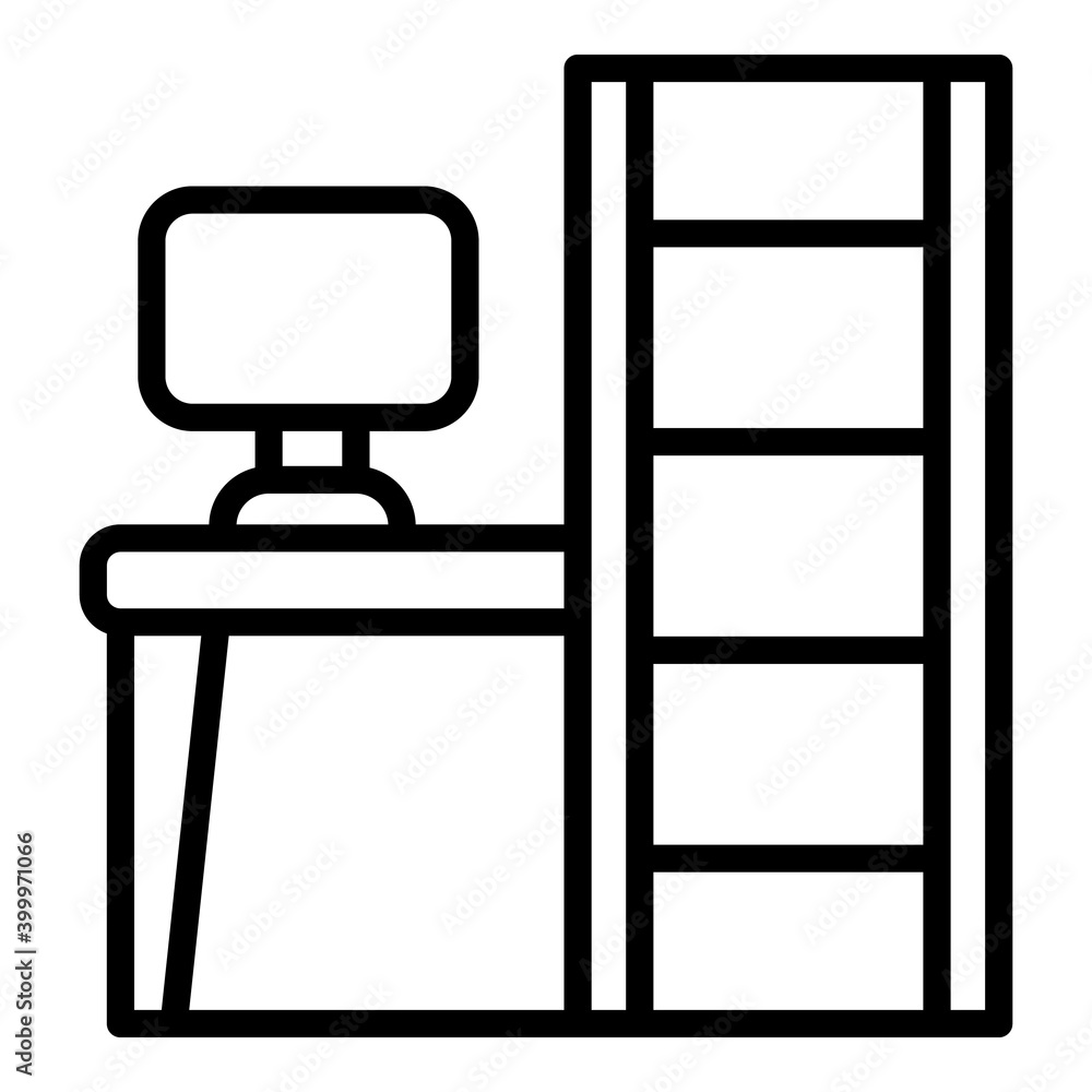 Poster computer home table icon. outline computer home table vector icon for web design isolated on white b