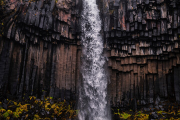 waterfall with basalt rocks
