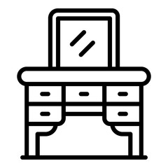 Woman mirror table icon. Outline woman mirror table vector icon for web design isolated on white background