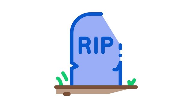 halloween rip tombstone Icon Animation. color halloween rip tombstone animated icon on white background