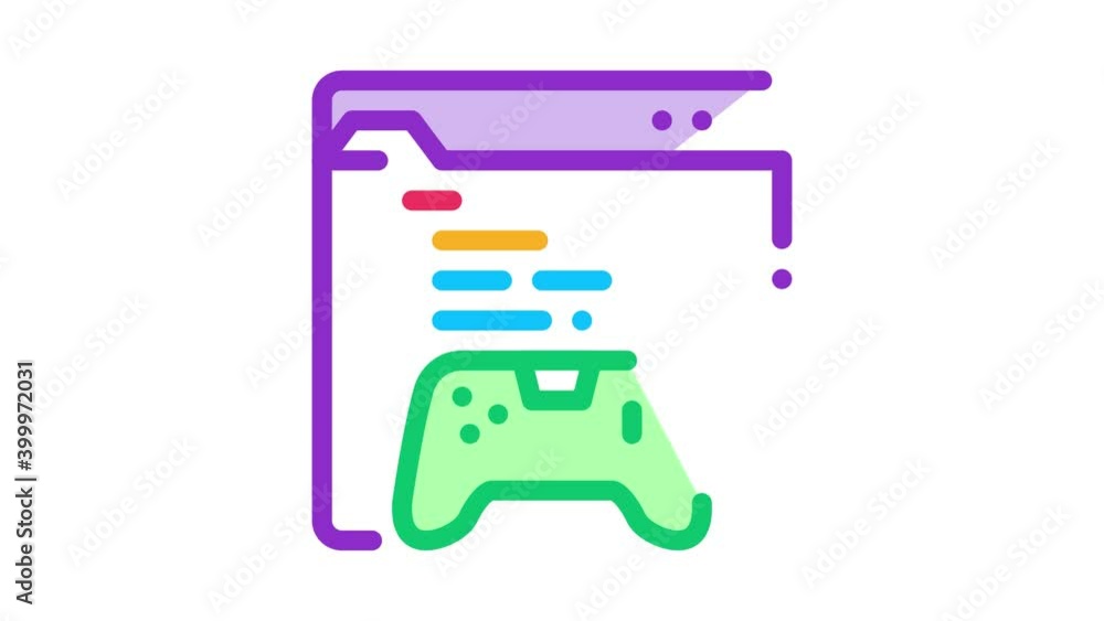 Poster internet game icon animation. color internet game animated icon on white background
