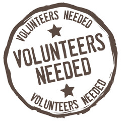 Volunteers Needed. Vector Grunge Icon.