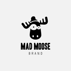 mad moose logo design template vector idea creative modern flat simple for fashion brand, street fashion