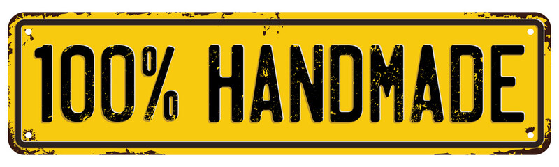 100% Handmade. Vector Damaged License Plate.