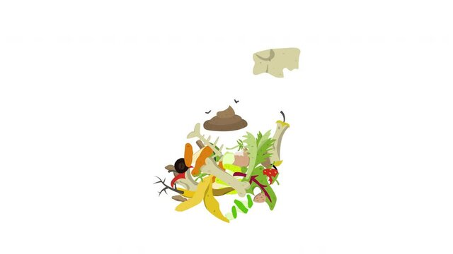Organic recycle compost pile flat animation.