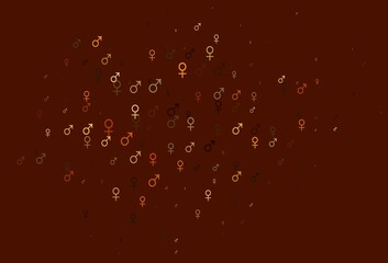 Light yellow, orange vector pattern with gender elements.