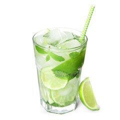 Delicious mojito in glass isolated on white